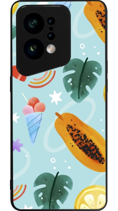 OPPO Find X5 Case Hülle - Silikon schwarz Summer 2025 Pattern papaya