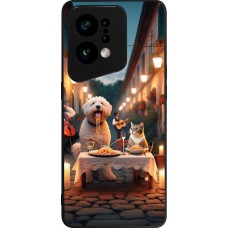 OPPO Find X5 Case Hülle - Silikon schwarz Valentin 2024 Hund & Katze Kerzenlicht