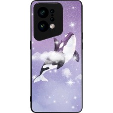 OPPO Find X5 Case Hülle - Silikon schwarz Whale in sparking stars
