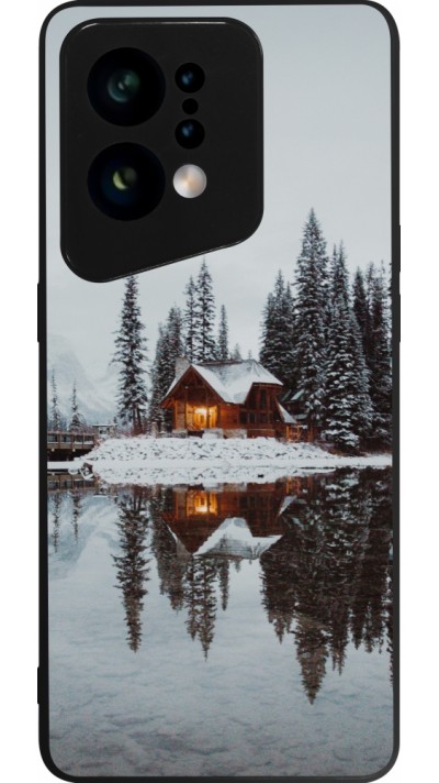 OPPO Find X5 Case Hülle - Silikon schwarz Winter 25 Winter house forest afternoon