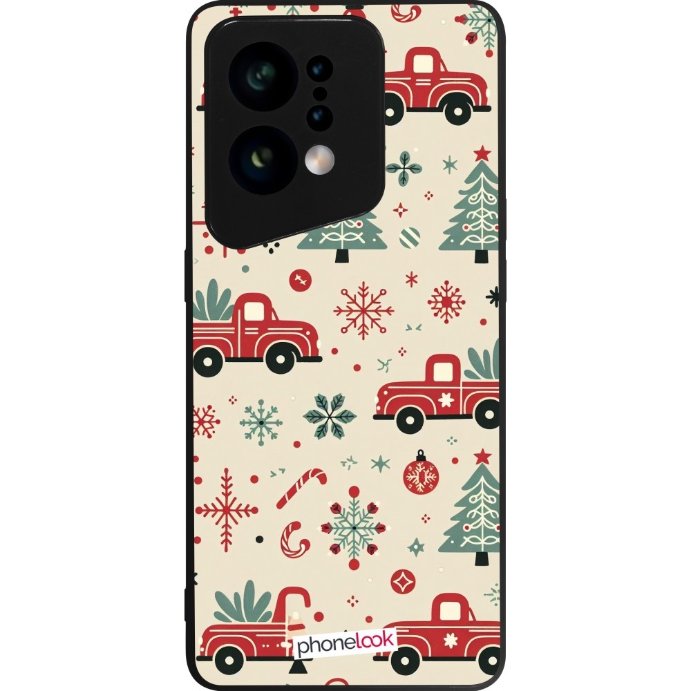 OPPO Find X5 Case Hülle - Silikon schwarz Weihnachten 2024 Lkw Tanne