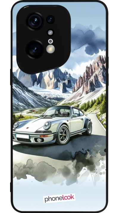 OPPO Find X5 Pro Case Hülle - Silikon schwarz Porsche 911 Berg Aquarell