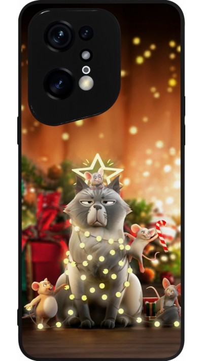 OPPO Find X5 Pro Case Hülle - Silikon schwarz Christmas 25 Xmas Cat