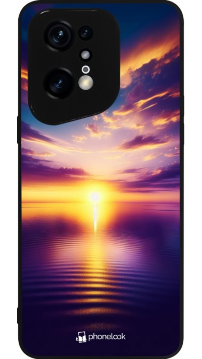 OPPO Find X5 Pro Case Hülle - Silikon schwarz Sonnenuntergang gelb violett