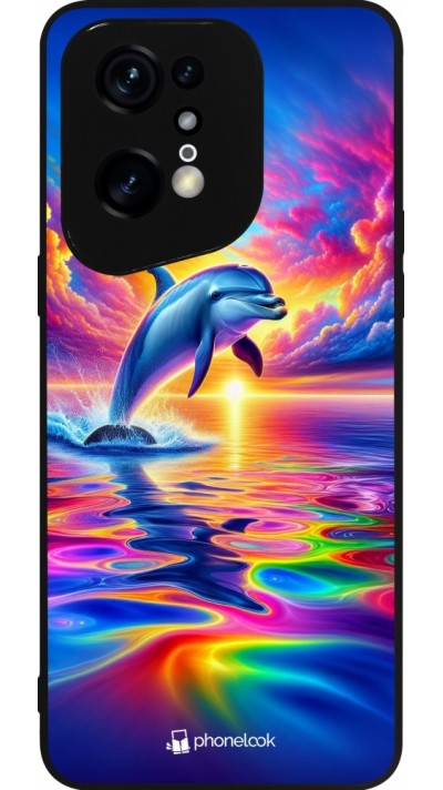 OPPO Find X5 Pro Case Hülle - Silikon schwarz Glücklicher Regenbogen-Delfin