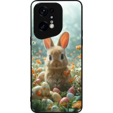 OPPO Find X5 Pro Case Hülle - Silikon schwarz Easter 2026 Rabbit in the garden