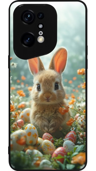 OPPO Find X5 Pro Case Hülle - Silikon schwarz Easter 2026 Rabbit in the garden