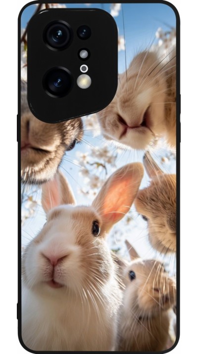OPPO Find X5 Pro Case Hülle - Silikon schwarz Easter 2026 Rabbits
