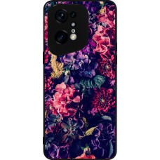OPPO Find X5 Pro Case Hülle - Silikon schwarz Flowers Dark