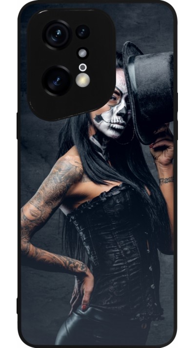 OPPO Find X5 Pro Case Hülle - Silikon schwarz Halloween 22 Tattooed Girl