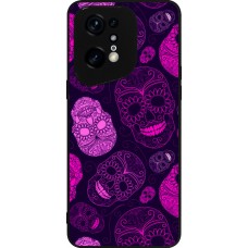 OPPO Find X5 Pro Case Hülle - Silikon schwarz Halloween 2023 pink skulls