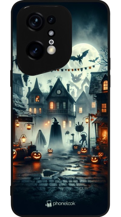 OPPO Find X5 Pro Case Hülle - Silikon schwarz Halloween Spukstadt