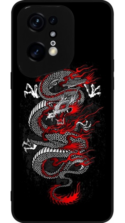 OPPO Find X5 Pro Case Hülle - Silikon schwarz Japanese style Dragon Tattoo Red Black