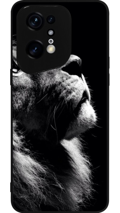 OPPO Find X5 Pro Case Hülle - Silikon schwarz Lion looking up