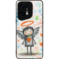 OPPO Find X5 Pro Case Hülle - Silikon schwarz Little Angel Sketch Love