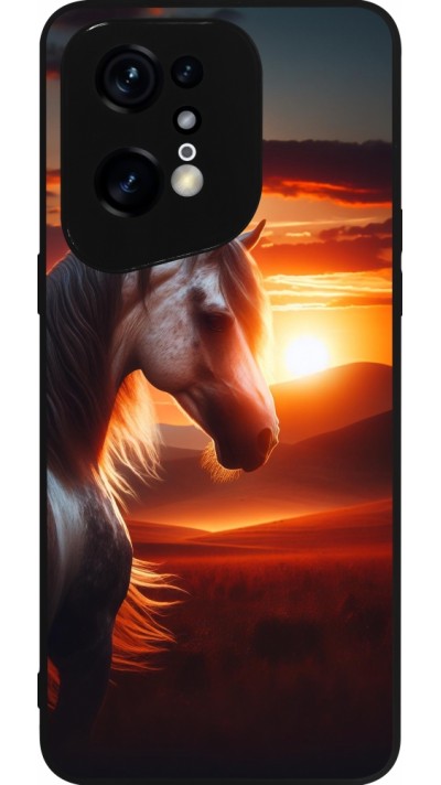 OPPO Find X5 Pro Case Hülle - Silikon schwarz Majestätischer Sonnenuntergang Pferd