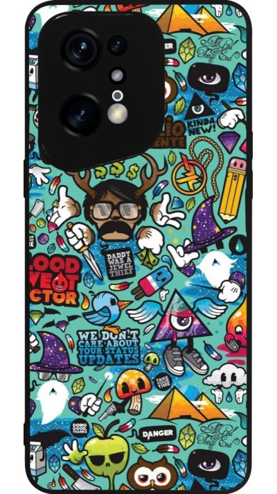 OPPO Find X5 Pro Case Hülle - Silikon schwarz Mixed Cartoons Turquoise