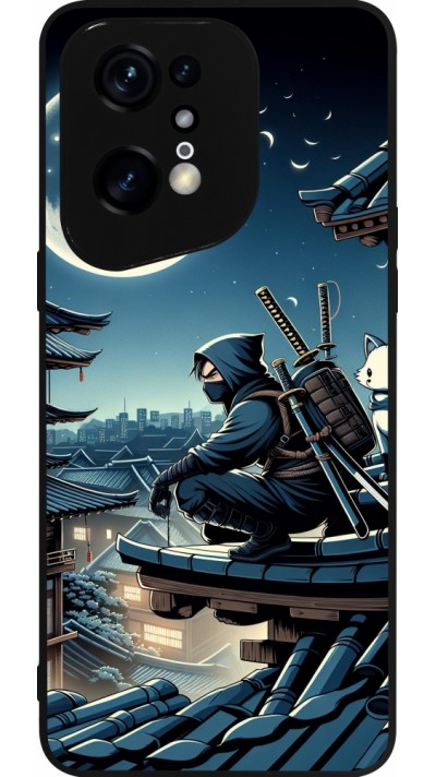 OPPO Find X5 Pro Case Hülle - Silikon schwarz Ninja unter dem Mond