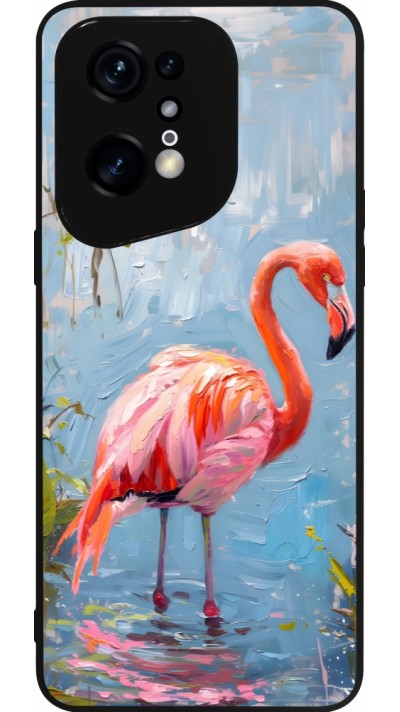 OPPO Find X5 Pro Case Hülle - Silikon schwarz Paint Flamingo