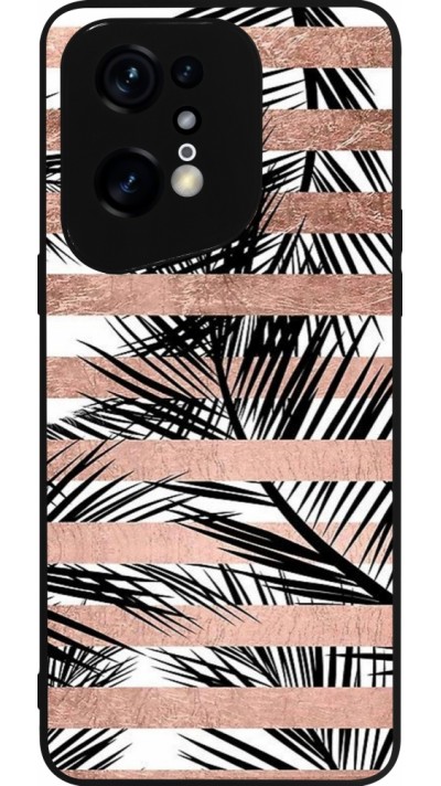 OPPO Find X5 Pro Case Hülle - Silikon schwarz Palm trees gold stripes