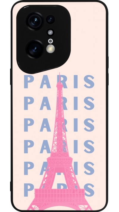OPPO Find X5 Pro Case Hülle - Silikon schwarz Paris Pink Print