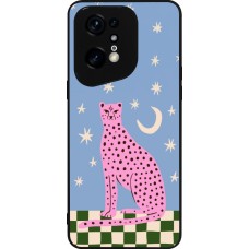 OPPO Find X5 Pro Case Hülle - Silikon schwarz Pink leopard with stars 2026
