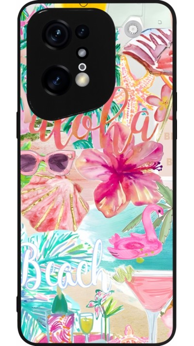 OPPO Find X5 Pro Case Hülle - Silikon schwarz Preppy Collage Aloha