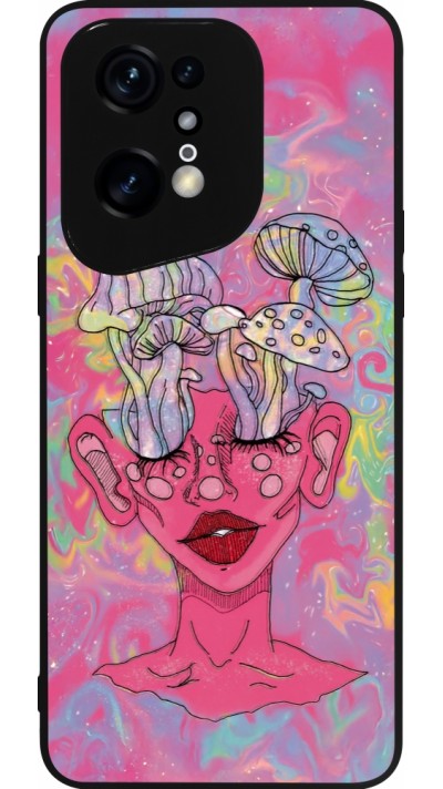 OPPO Find X5 Pro Case Hülle - Silikon schwarz Psychedelic pink mushroom