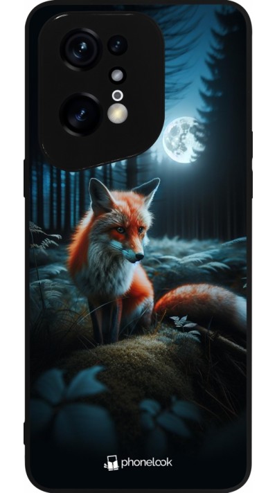 OPPO Find X5 Pro Case Hülle - Silikon schwarz Fuchs Mond Wald
