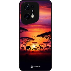OPPO Find X5 Pro Case Hülle - Silikon schwarz Safari Sonnenuntergang Wildtiere