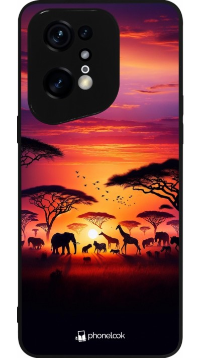 OPPO Find X5 Pro Case Hülle - Silikon schwarz Safari Sonnenuntergang Wildtiere