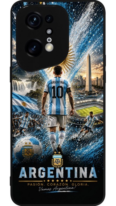 OPPO Find X5 Pro Case Hülle - Silikon schwarz Fussball Argentinien splash 2026