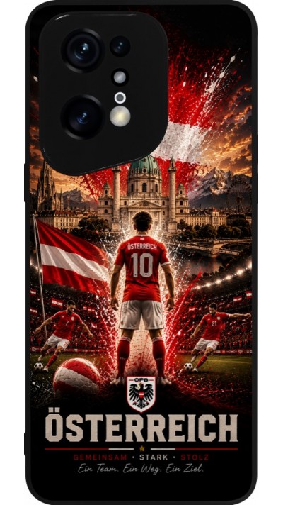 OPPO Find X5 Pro Case Hülle - Silikon schwarz Fussball Österreich splash 2026