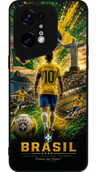 OPPO Find X5 Pro Case Hülle - Silikon schwarz Fussball Brasilien splash 2026