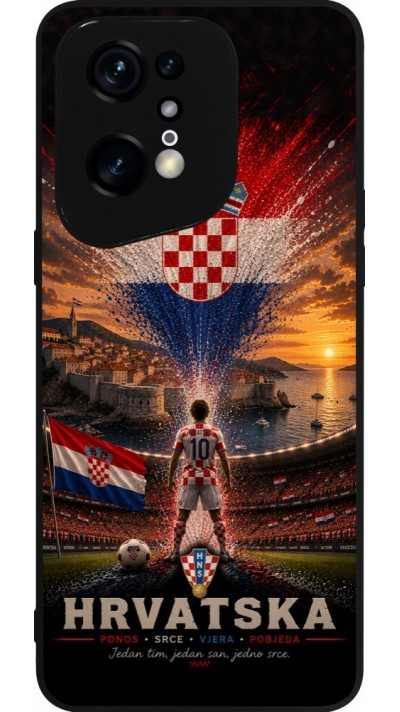 OPPO Find X5 Pro Case Hülle - Silikon schwarz Fussball Kroatien splash 2026