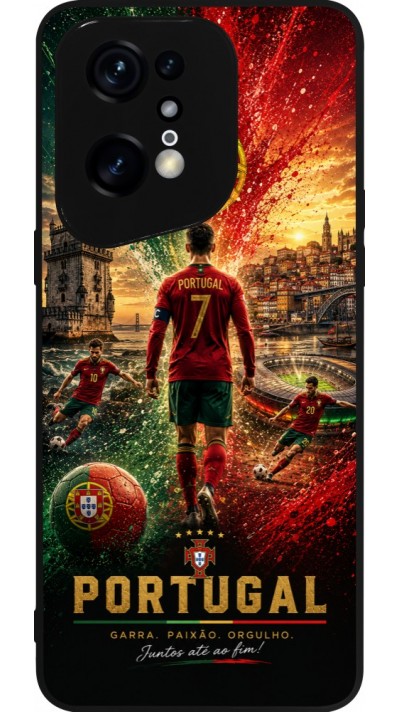 OPPO Find X5 Pro Case Hülle - Silikon schwarz Fussball Portugal splash 2026