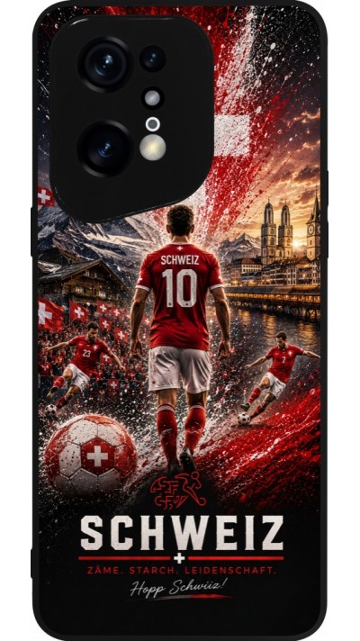 OPPO Find X5 Pro Case Hülle - Silikon schwarz Fussball Schweiz splash 2026