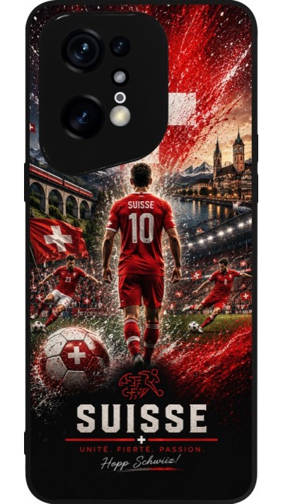 OPPO Find X5 Pro Case Hülle - Silikon schwarz Fussball Suisse splash 2026