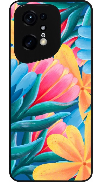 OPPO Find X5 Pro Case Hülle - Silikon schwarz Spring 23 colorful flowers