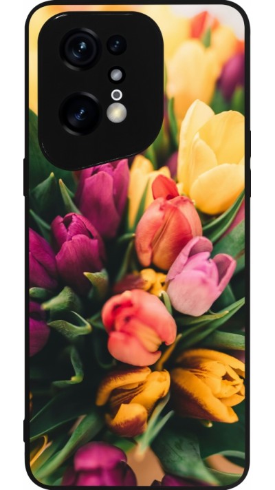 OPPO Find X5 Pro Case Hülle - Silikon schwarz Bouquet of tulips 2026