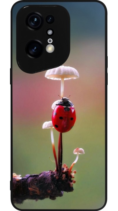 OPPO Find X5 Pro Case Hülle - Silikon schwarz Ladybird on a mushroom 2026