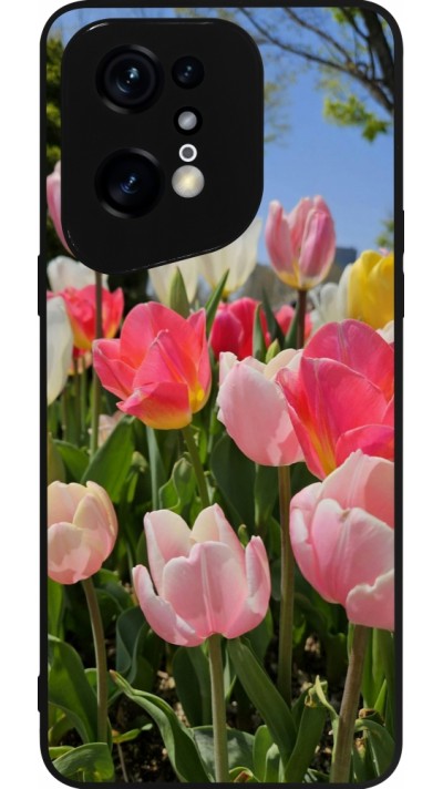 OPPO Find X5 Pro Case Hülle - Silikon schwarz Tulips 2026