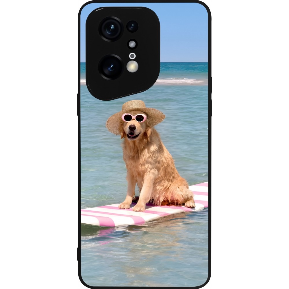 OPPO Find X5 Pro Case Hülle - Silikon schwarz Summer Dog on Paddle