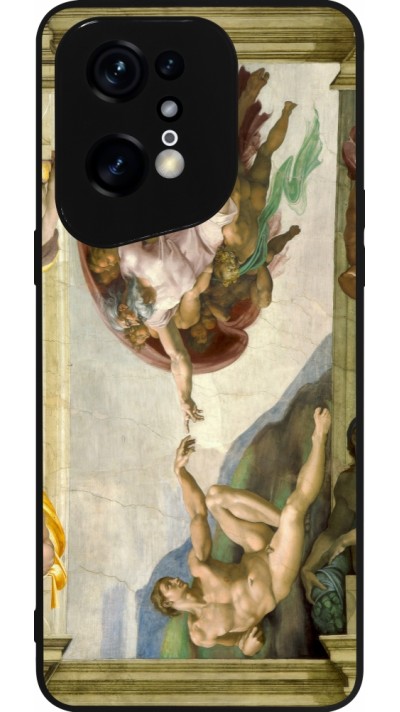 Coque OPPO Find X5 Pro - Silicone rigide noir Tableau art - La Création d’Adam - Michel-Ange