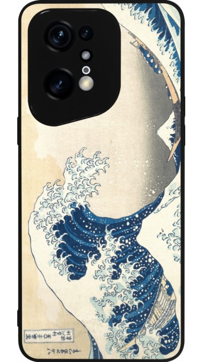 Coque OPPO Find X5 Pro - Silicone rigide noir Tableau art - La Grande Vague de Kanagawa - Hokusai