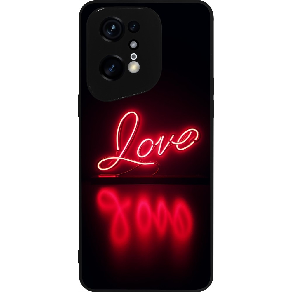 OPPO Find X5 Pro Case Hülle - Silikon schwarz Valentine 2025 Neon Liebe