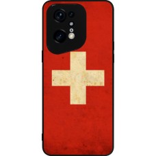 OPPO Find X5 Pro Case Hülle - Silikon schwarz Vintage Flag SWISS