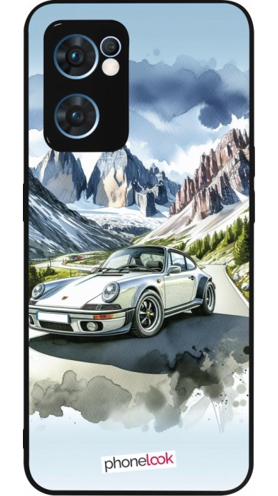 OPPO Reno7 5G Case Hülle - Silikon schwarz Porsche 911 Berg Aquarell