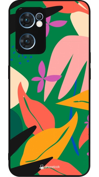 OPPO Reno7 5G Case Hülle - Silikon schwarz Abstract Jungle