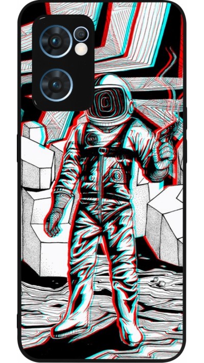 OPPO Reno7 5G Case Hülle - Silikon schwarz Anaglyph Astronaut